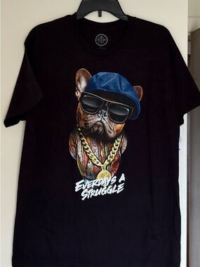 NWT Rapper Bulldog ‘Everyday's a Struggle’ Graphic T-Shirt Cotton Streetwear